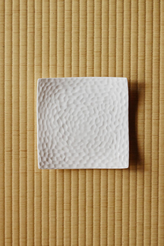 White Textured Square Plate